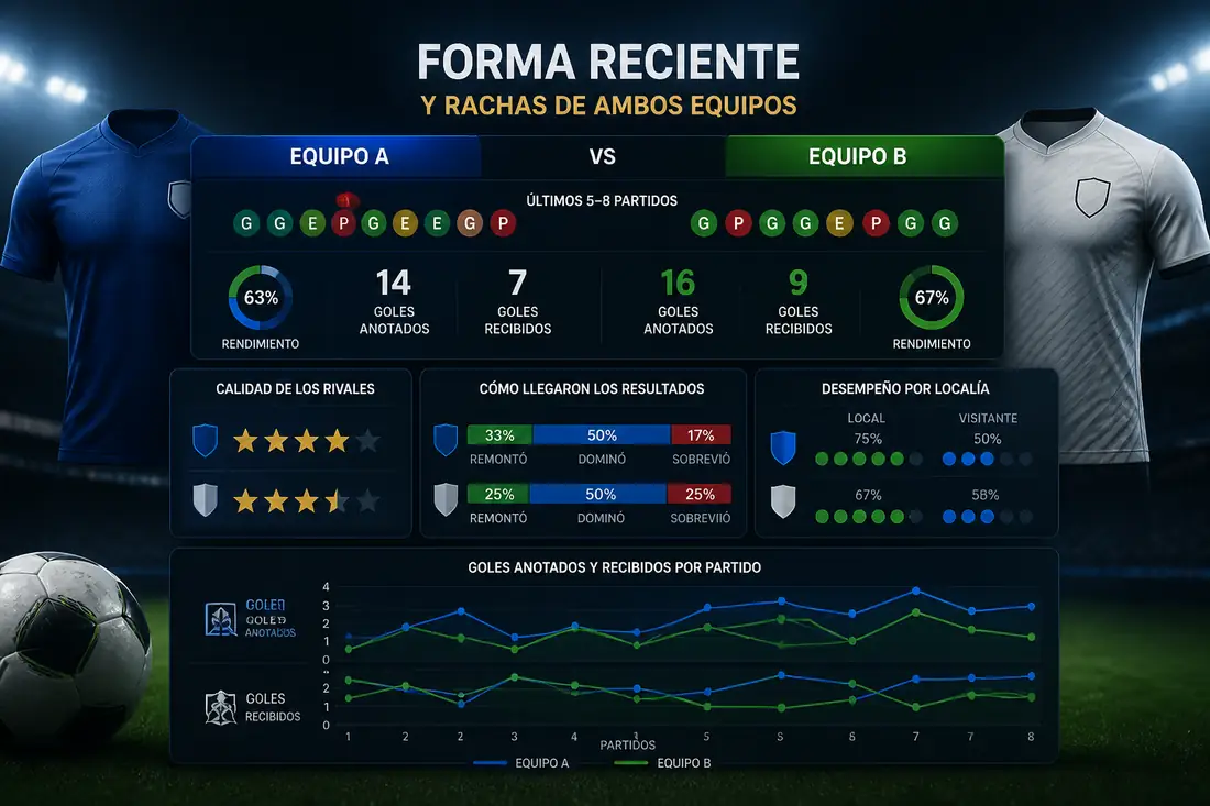 análisis rachas recientes equipos fútbol